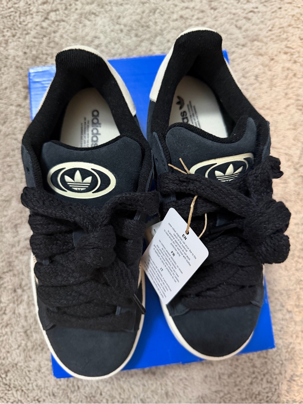 adidas Black Suede Low-Top Sneakers with Cream Logos